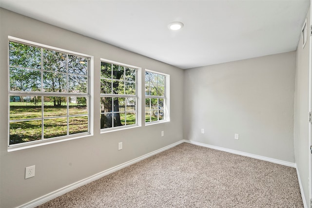 carpeted spare room featuring a wealth of natural light