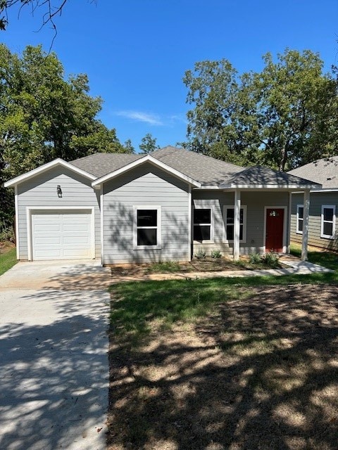 single story home with a garage