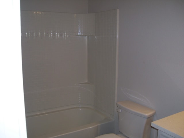 full bathroom with vanity, toilet, and tub / shower combination