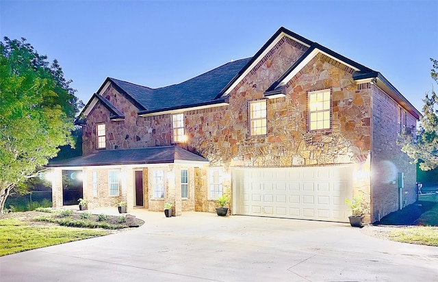 view of front property with a garage