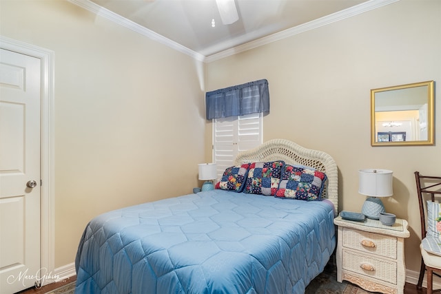 bedroom with ornamental molding