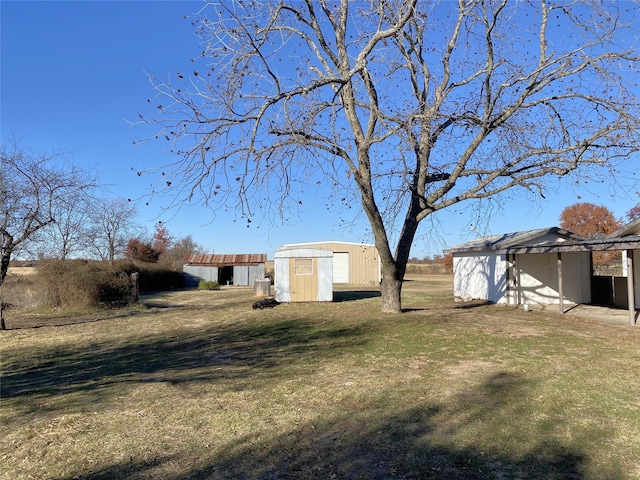 view of yard featuring an outdoor structure