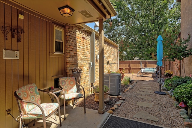 view of patio / terrace featuring central AC unit