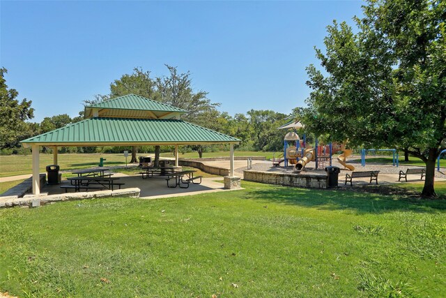 surrounding community featuring a gazebo, a yard, and a playground