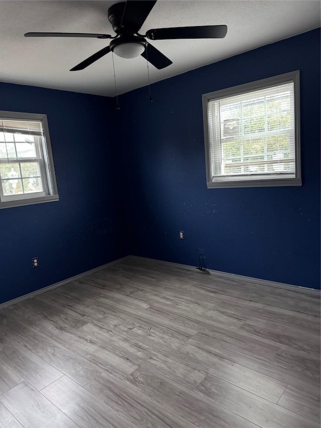 spare room with light hardwood / wood-style flooring