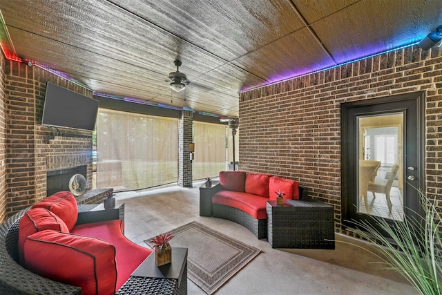 view of patio / terrace featuring an outdoor hangout area and ceiling fan