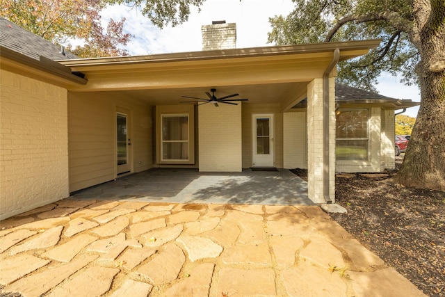 view of patio / terrace featuring ceiling fan