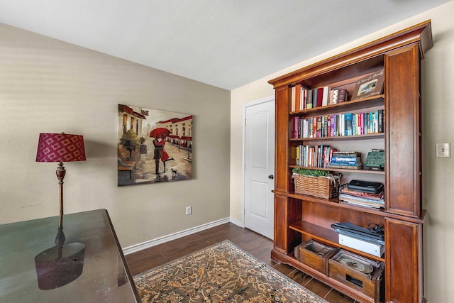 office space featuring dark hardwood / wood-style floors