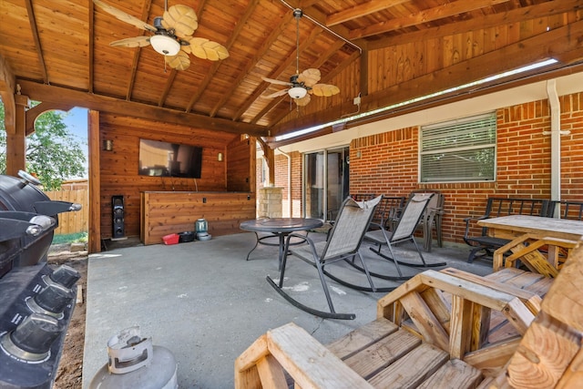 view of patio with ceiling fan