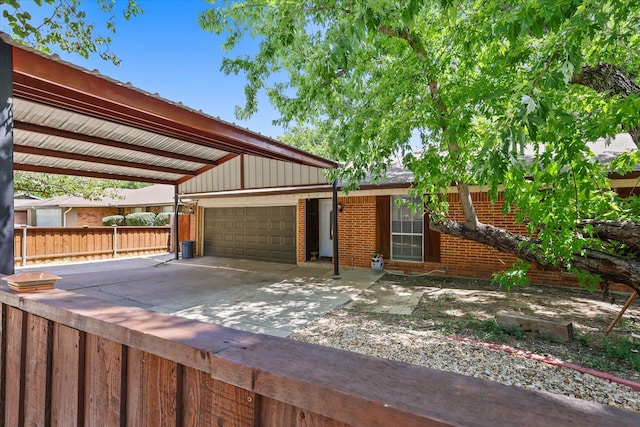 exterior space featuring a garage