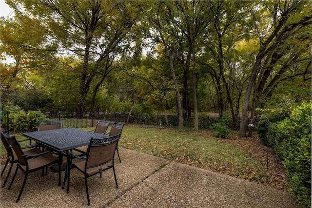 view of patio featuring outdoor dining area and a fenced backyard