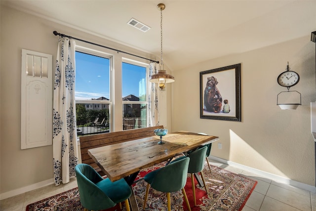 view of tiled dining space