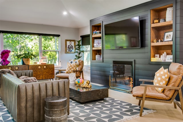 living room with hardwood / wood-style flooring