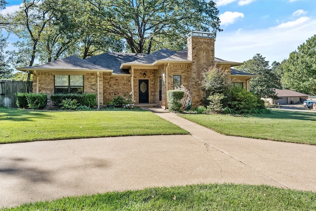 view of front of home with a front lawn