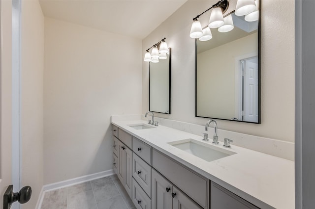 bathroom featuring tile patterned flooring and vanity