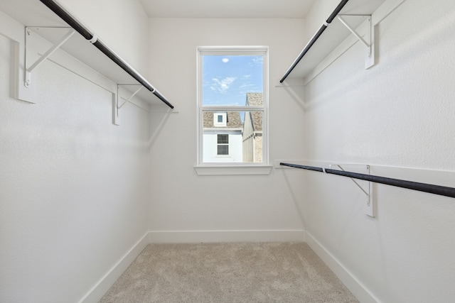 walk in closet with carpet