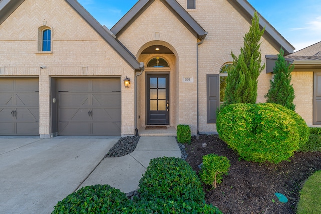 view of front of property with a garage