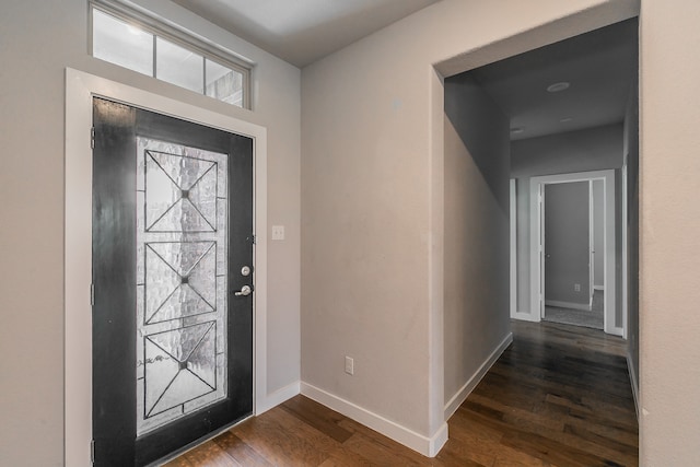 foyer with dark wood-type flooring