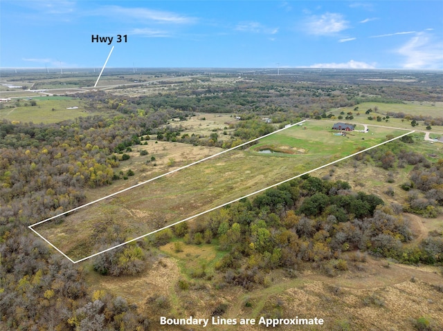 drone / aerial view with a rural view