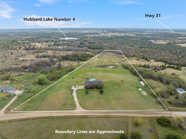 bird's eye view with a rural view