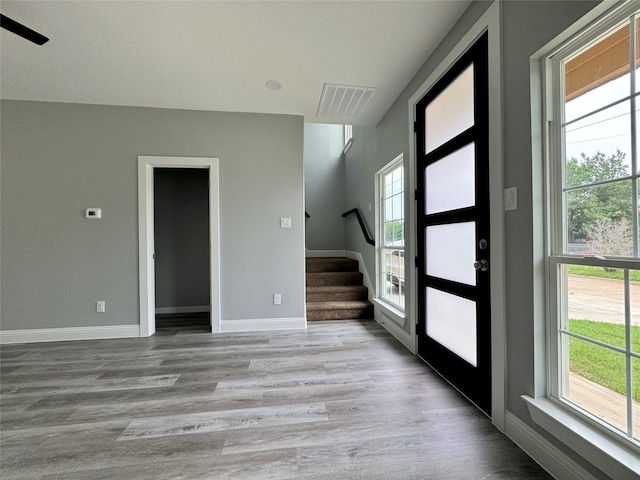 entrance foyer with light wood-type flooring