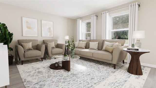 living room featuring light hardwood / wood-style floors