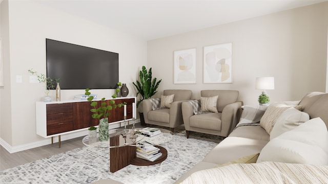 living room featuring light wood-type flooring