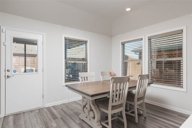 dining room featuring hardwood / wood-style flooring and plenty of natural light