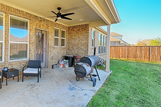 view of patio / terrace featuring ceiling fan