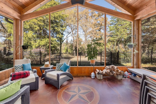 sunroom / solarium with lofted ceiling