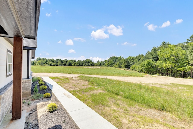 view of yard with a rural view