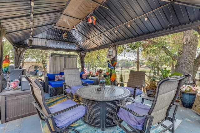 view of patio featuring a gazebo