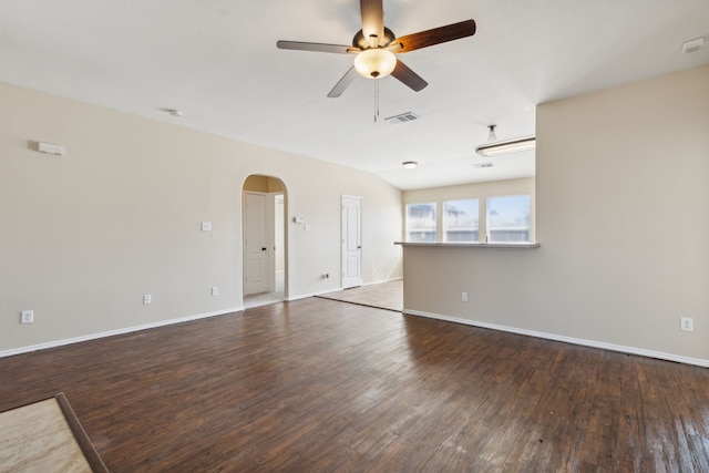 spare room with ceiling fan and hardwood / wood-style floors