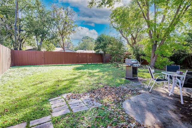 view of yard with a patio area