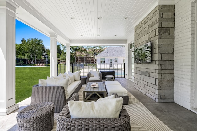 view of patio featuring an outdoor living space