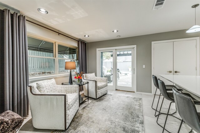 view of tiled living room