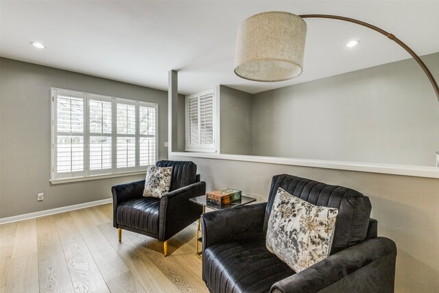 living area featuring light wood-type flooring