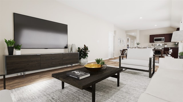 living room with light wood-type flooring