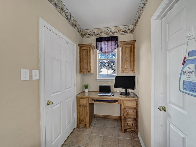 office area featuring light tile patterned floors