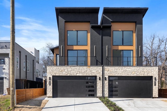 modern home featuring a garage