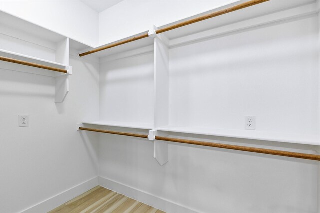 spacious closet featuring light hardwood / wood-style flooring