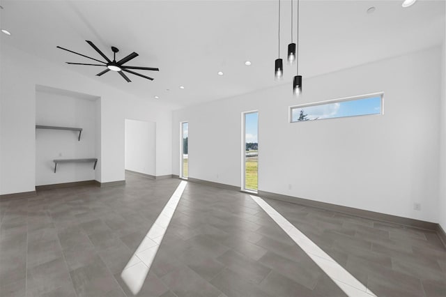 garage featuring ceiling fan