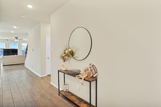 corridor featuring hardwood / wood-style flooring