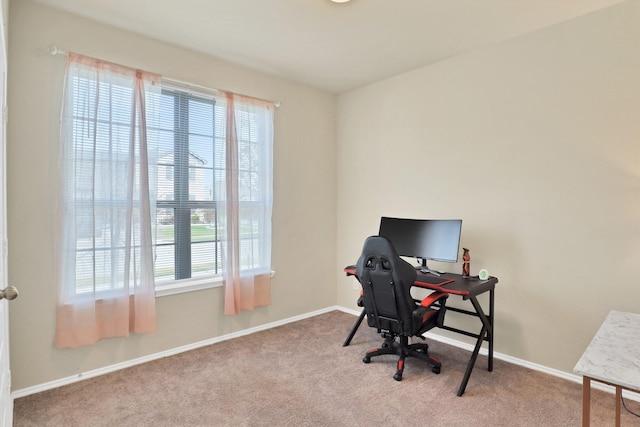 carpeted office featuring plenty of natural light