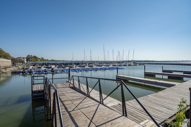 view of dock featuring a water view