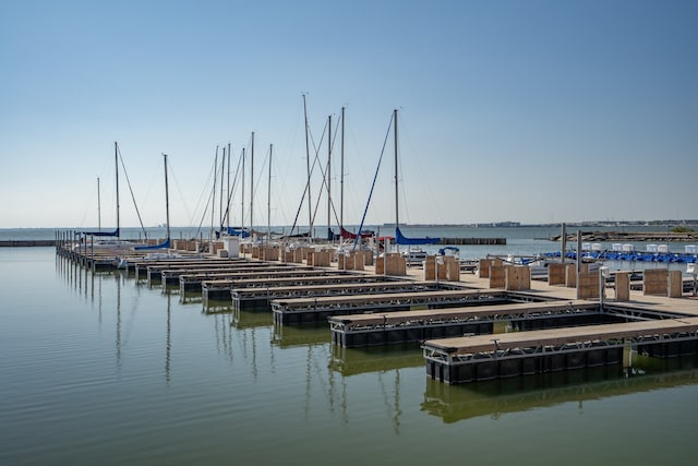 dock area featuring a water view