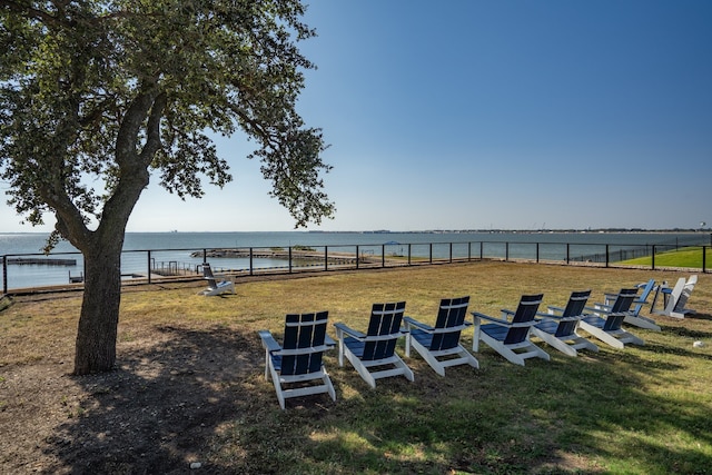 view of yard with a water view