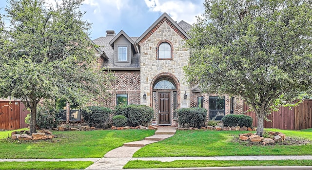 view of front of home featuring a front yard