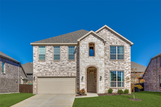 view of front of home featuring a garage and a front yard