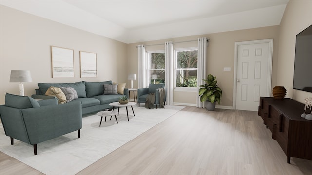 living room with light hardwood / wood-style floors